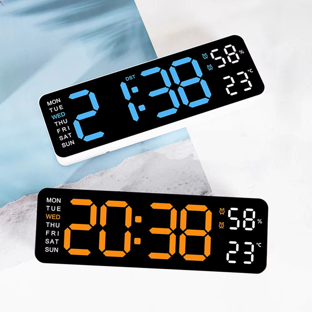 Large LED Digital Wall Clock – With Temperature, Humidity & Week Displ ...